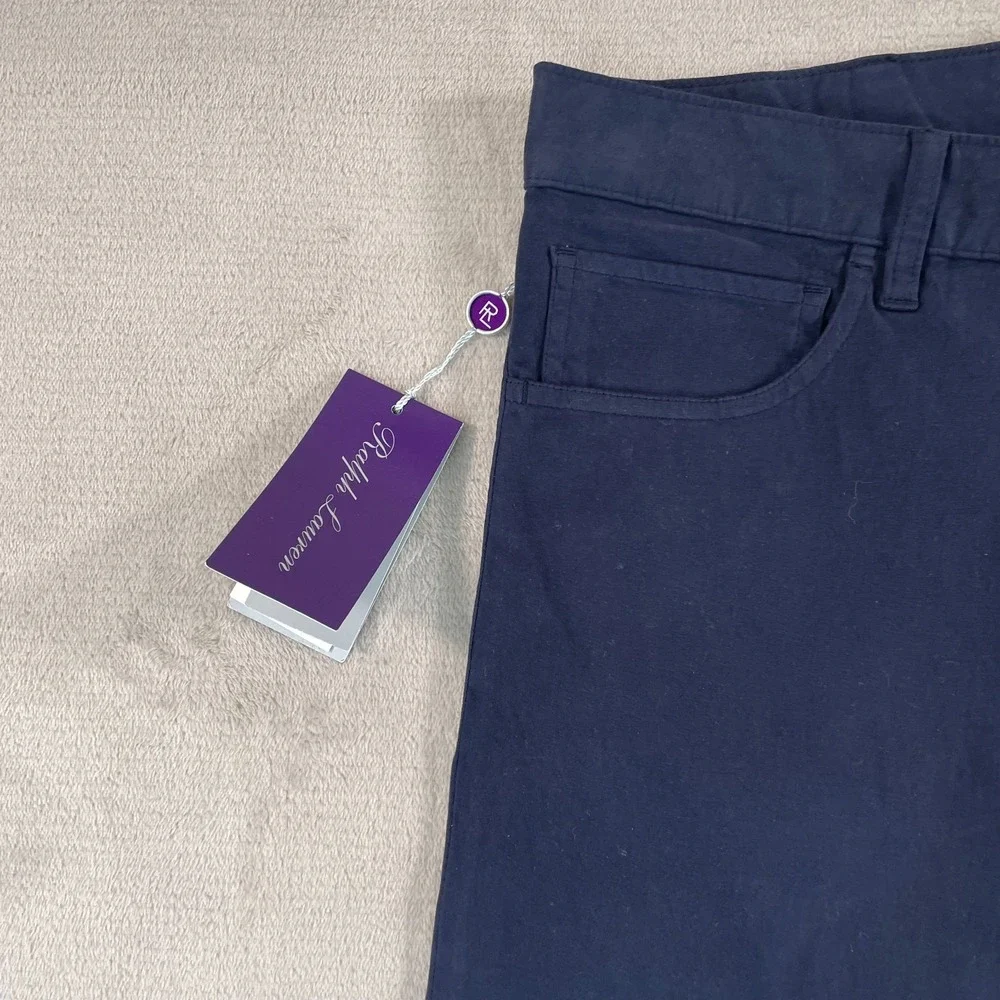 Ralph Lauren Purple Label Sateen Pants Men 38x32 Navy Slim Fit Stretch NWT $495‎
